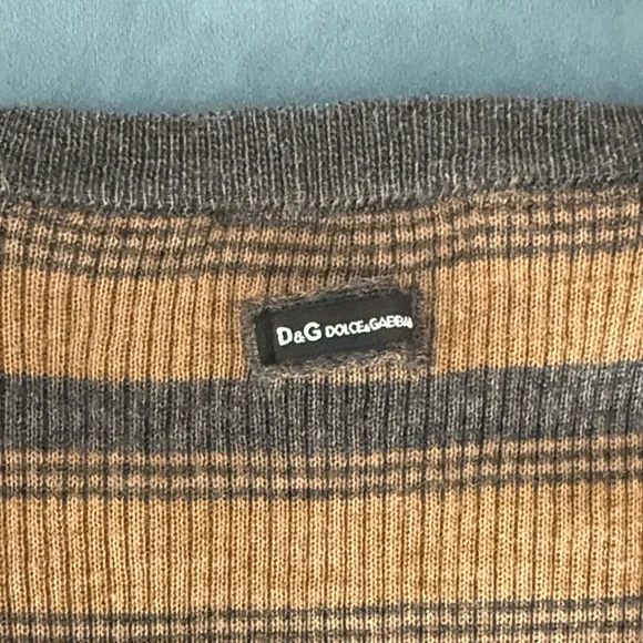 D&G Dolce & Gabbana Women's Cardigan - Tan and Gray Stripes - Picture 10 of 10